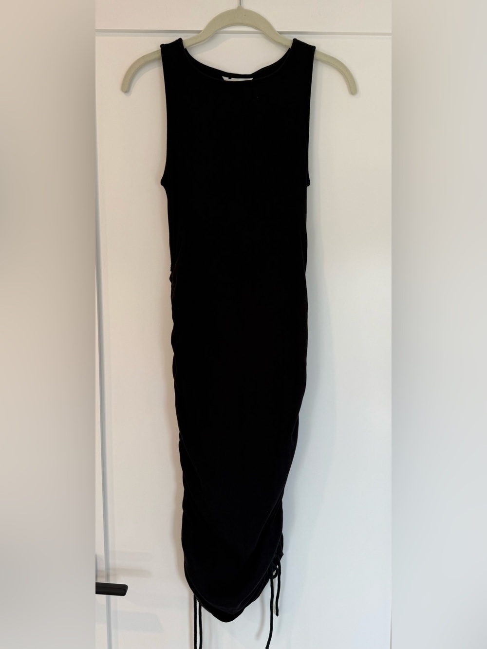 H&M Black Sleeveless Midi Side Drawstring Maternity Dress (S)